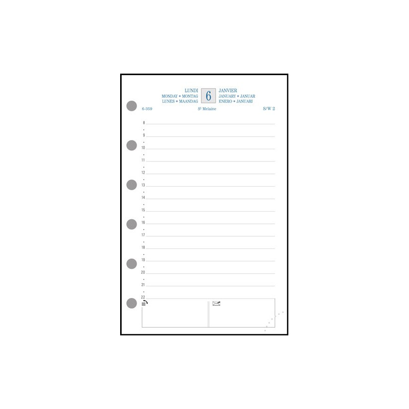 Exacompta 14350 Organiser Refill for Exatime 14 / Daily 1 Day per Page  January to December in French 2019