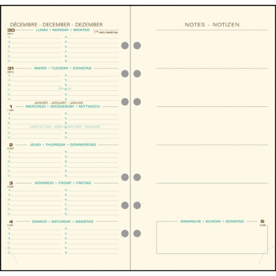 Recharge Exatime 17 pocket semainier millésimé sem sur 2p avec notes  - 170 x 92 mm