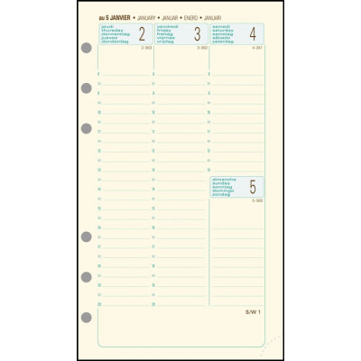 Recharge Agenda 2024 EXACOMPTA Exatime 17 Ivoire Etroit - 9x17cm - 1  semaine sur 2 pages - VERTICAL