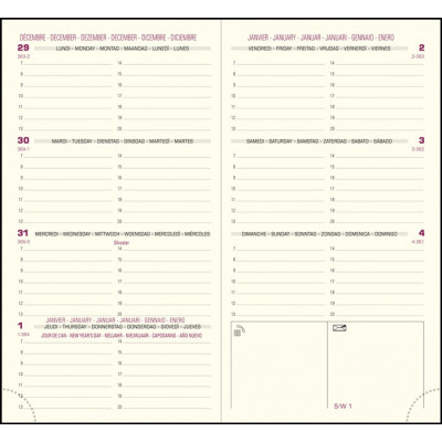 Intérieur de rechange de semainier de poche EXACOMPTA Eurotime 16 tranche or répertoire et atlas - 160 x 85 mm