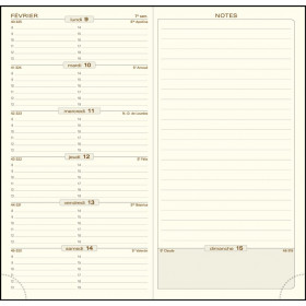 Recharge Agenda 2024 EXACOMPTA Espace 17 tranche or - 175x90mm - 1 semaine  sur 1 page + NOTE - HORIZONTAL