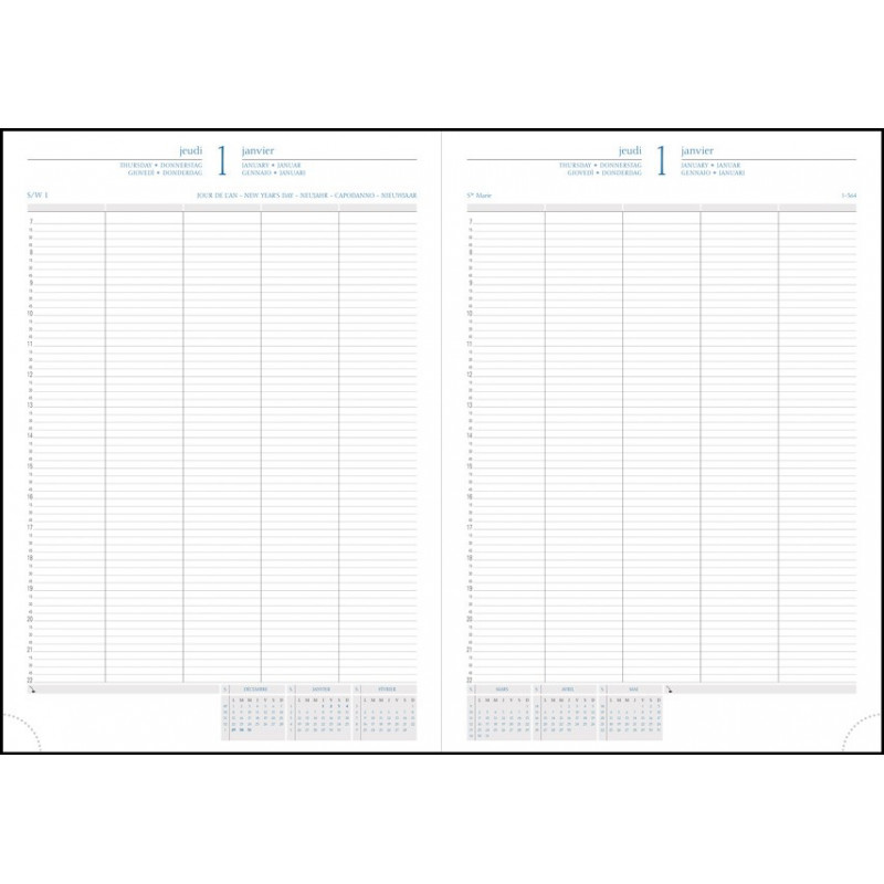 Agenda journalier de bureau 1 jour sur 2 pages Journal 29/2