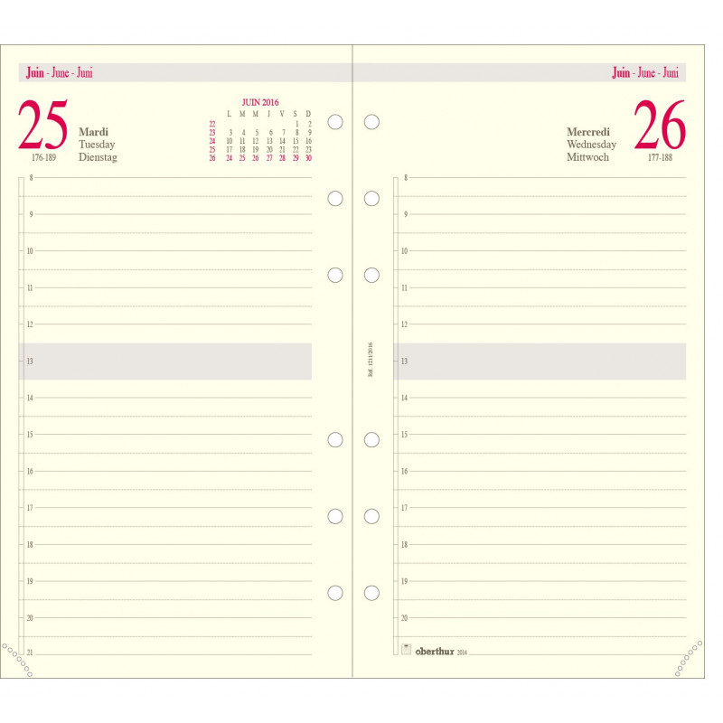 Recharge d'agenda Bretime - 1 semaine sur 2 pages - 14,8 x 21 cm - Brepols  Pas Cher