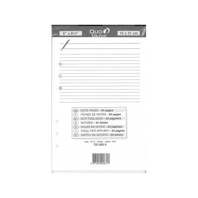 QUOVADIS Recharge NOTES 64 pages blanc ligné pour TIMER 21