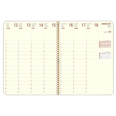 Recharge Agenda 2024 spirale OBERTHUR Contemporain 27 - 21x27cm - 1 semaine  sur 2 pages LODGE/KENT