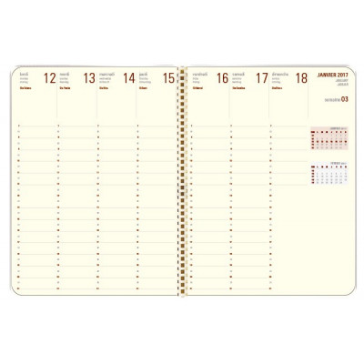 Recharge agenda spirale OBERTHUR Contemporain 25 - 16x23,5cm - 1 semaine sur 2 pages LODGE/KENT