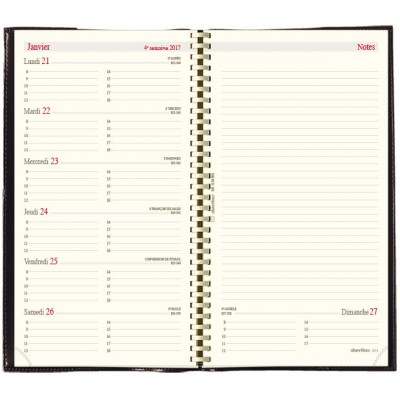 Recharge agenda spirale OBERTHUR Classique 17 - 10x17cm - 1 semaine sur 2 pages