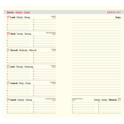 Recharge agenda OBERTHUR Classique 16 - 8,9x16,5cm - 1 semaine sur 2 pages