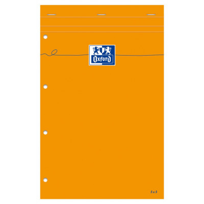 Bloc-notes A4 OXFORD gris 160 pages perforées - carreaux 5x5mm - 210x315mm