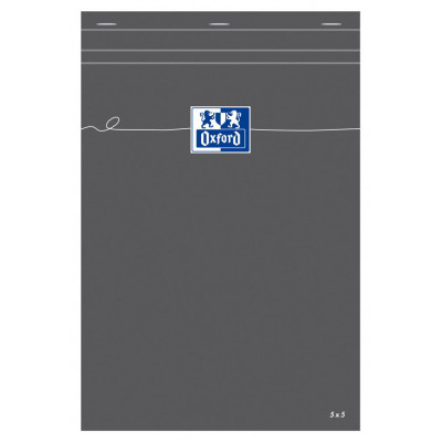 Bloc-notes A4 OXFORD gris 160 pages - carreaux 5x5mm - 210x297mm