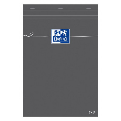 Bloc-notes A5 OXFORD gris 160 pages - carreaux 5x5mm - 148x210mm