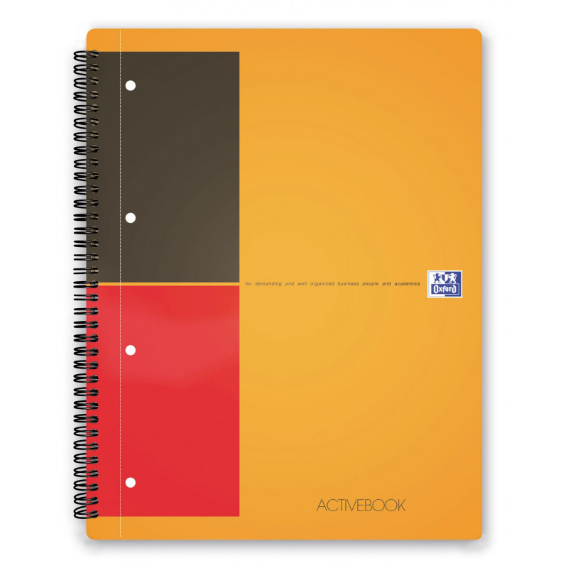 Oxford Projectbook cahier à spirale, A4, quadrillé 5 mm avec marge,  assortis 