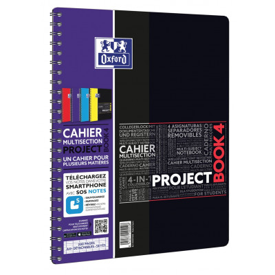 Cahier multi-sections A4+ spirale PROJECTBOOK OXFORD étudiants 200pages - seyes - 233x298mm