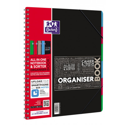 Cahier-Trieur spirale ORGANISERBOOK OXFORD pour étudiants 160pages - ligné - 245x310mm