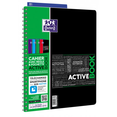 Cahier A4+ à spirale ACTIVEBOOK OXFORD étudiants 160pages - seyes - 240x297mm