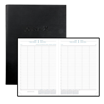 Agenda journalier de bureau 1 jour sur 2 pages EXACOMPTA Journal 29/2 -  29,7x21cm couverture Barbara NOIR