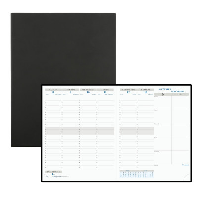 Agenda semainier Concorde noir - 21 x 27 cm - Année 2023 