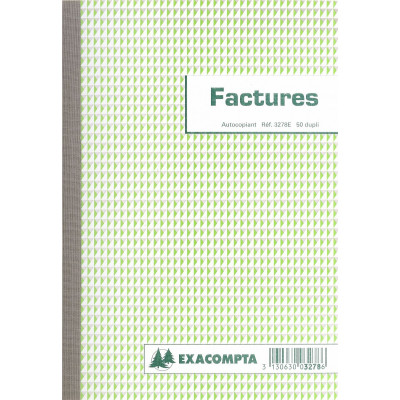 Manifold A5 Factures EXACOMPTA avec mention TVA - 50 feuillets dupli autocopiants