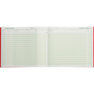 Cahier De Caisse Exacompta 6510E - 80 Pages - 9 Débits/4 Crédits - Piqûre 32/25 - Bleu, Jaune, Rouge, Vert