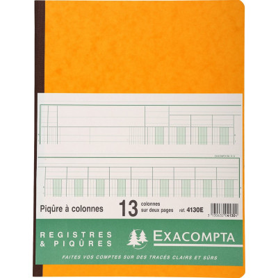 Piqûre 32x25cm EXACOMPTA (4130E) 13 colonnes sur 2 pages - 33 lignes - 80 pages