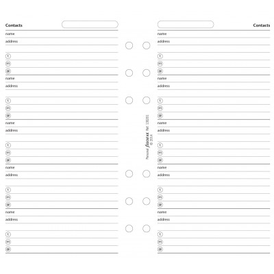 Recharge FILOFAX organiseur PERSONAL - Répertoire contacts - 95x171mm