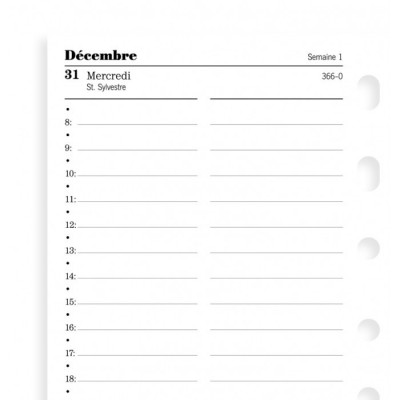 Recharge agenda FILOFAX organiseur POCKET - 1 jour par page - 81x120mm