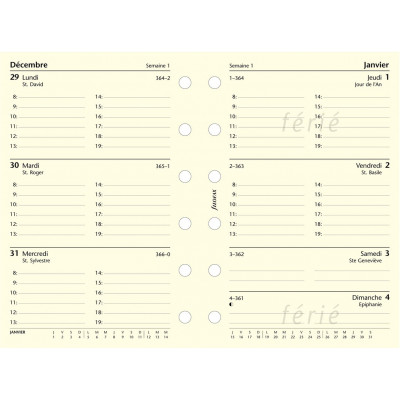 FILOFAX Recharge 1 Semaine sur une page - multilingue Format Personal  95x171mm Crème - Agenda - LDLC