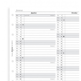 Recharge organiseur planning annuel vertical Filofax Pocket