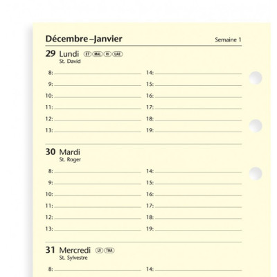 Recharge agenda FILOFAX organiseur PERSONAL -  1 semaine sur 2 pages - 95x171mm - HORIZONTAL