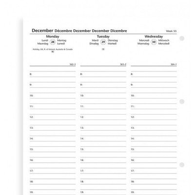Recharge agenda FILOFAX organiseur A4 -  1 semaine sur 2 pages - 210x297mm - VERTICAL