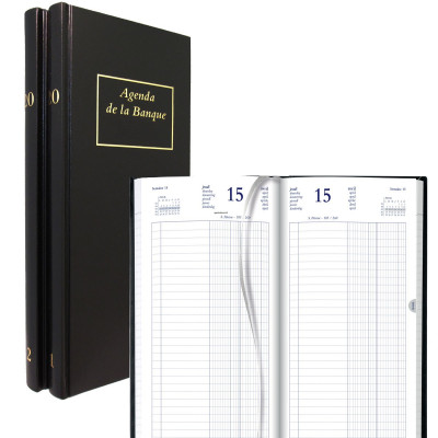 Agenda 2024 de la Banque BREPOLS Jupiter Long 15,4x33cm - Euros et centimes  - 1 jour sur 2 pages