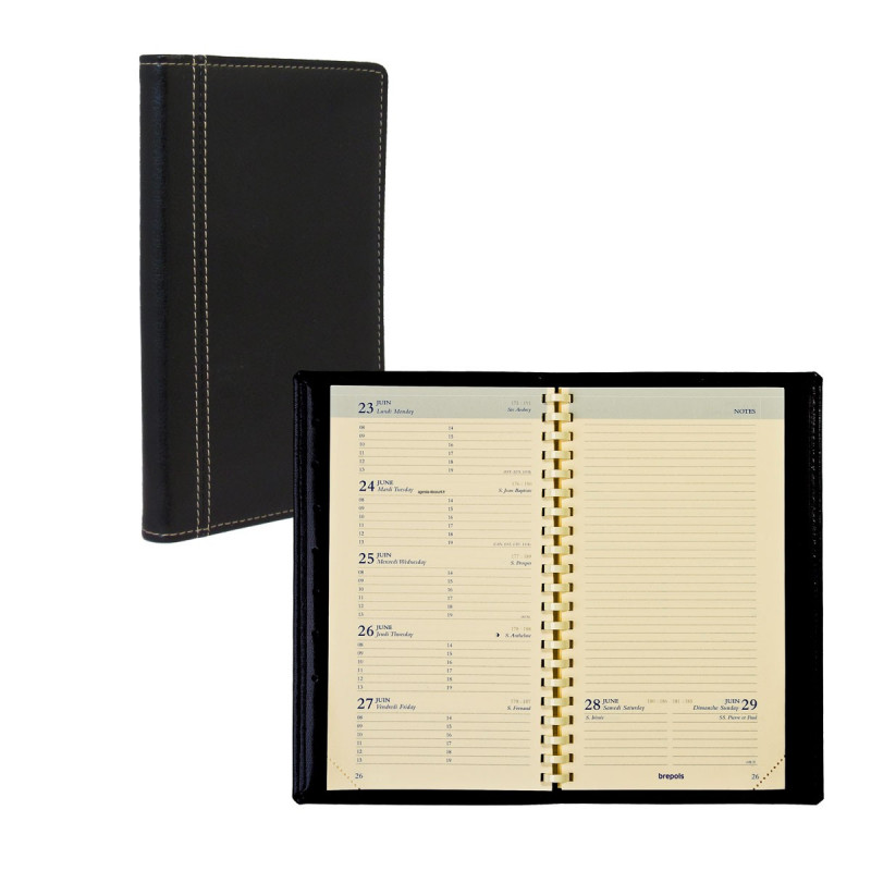 Recharge Agenda Large Optivision 2026 - 1 Semaine Sur 2 Pages, Format 17x22 Cm, Multilingue, Papier Ivoire Premium