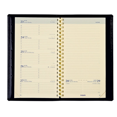 Agenda Semainier 2026 Brepols - Janvier à Décembre, 1 Semaine/2 Pages, 17x22 Cm - Noir Ou Marine, Multilingue - 4