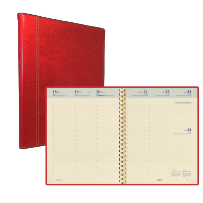 Agenda BREPOLS Concorde - 21x27cm - 1 semaine sur 2 pages couverture rouge Palermo