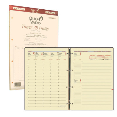 Recharge agenda QUOVADIS Timer 29 prestige 21x29.7cm janvier - décembre + supplément septembre à décembre 16 mois