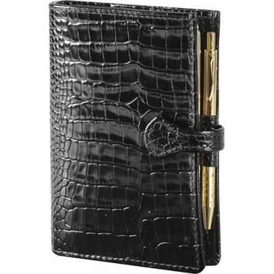 Agenda MIGNON SK12 - 120x73mm - cuir Veau Croco SAVANNAH Noir