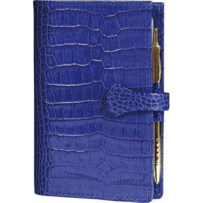 Agenda MIGNON SK12 - 120x73mm - cuir Veau Croco SAVANNAH Bleu indigo