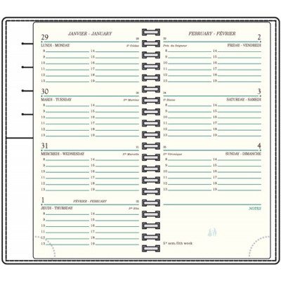 Recharge MIGNON AS16 - 154x78mm  - 1 semaine sur 2 pages horizontal