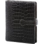 Organiseur MIGNON AK13 - 126x91mm - cuir Veau Croco SAVANNAH Noir + patte