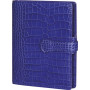 Organiseur MIGNON AK13 - 126x91mm - cuir Veau Croco SAVANNAH Bleu indigo + patte