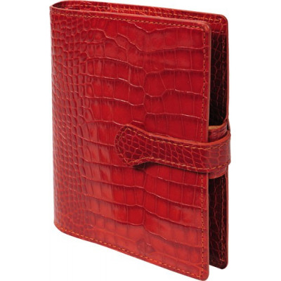 Organiseur MIGNON AK13 - 126x91mm - cuir Veau Croco SAVANNAH Orange + patte