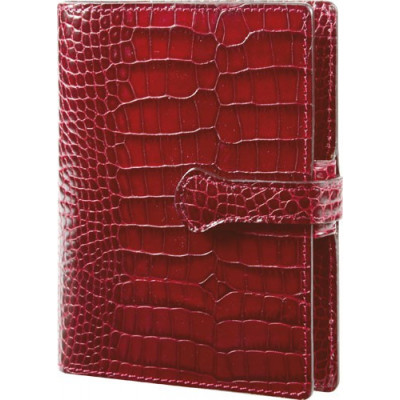 Organiseur MIGNON AK13 - 126x91mm - cuir Veau Croco SAVANNAH Rouge + patte