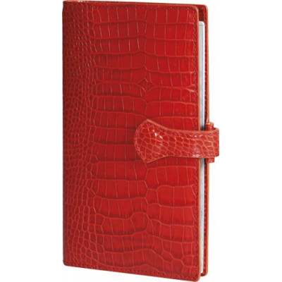 Organiseur MIGNON AK18 - 175x91mm - cuir Veau Croco SAVANNAH Orange + patte