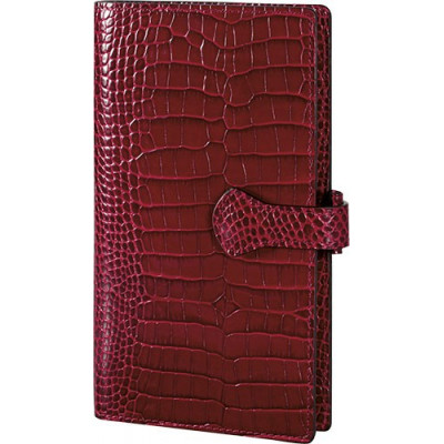 Organiseur MIGNON AK18 - 175x91mm - cuir Veau Croco SAVANNAH Rouge + patte