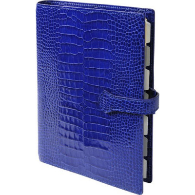 Organiseur MIGNON AK22 - 218x149mm - cuir Veau Croco SAVANNAH Bleu indigo + patte