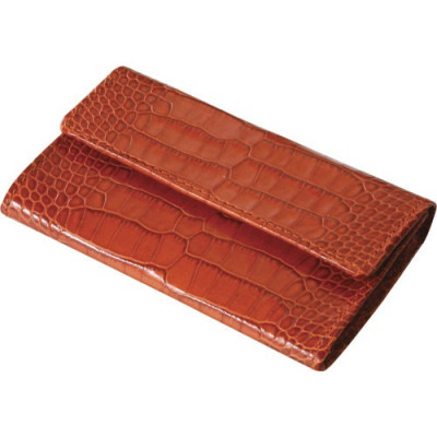 Porte-monnaie MIGNON - 80x125mm cuir Veau Croco SAVANNAH Orange rabat