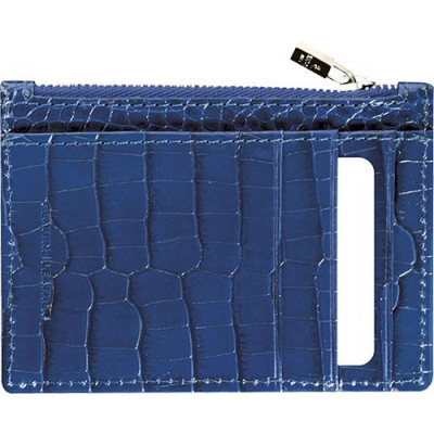 Mini smoking MIGNON - 115x80mm cuir Veau Croco SAVANNAH Bleu indigo