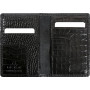 Etui MIGNON cartes flappet 102x80mm cuir Veau Croco SAVANNAH Noir