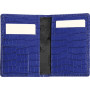 Etui MIGNON cartes flappet 102x80mm cuir Veau Croco SAVANNAH Bleu indigo