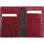 Etui MIGNON cartes flappet 102x80mm cuir Veau Croco SAVANNAH Rouge